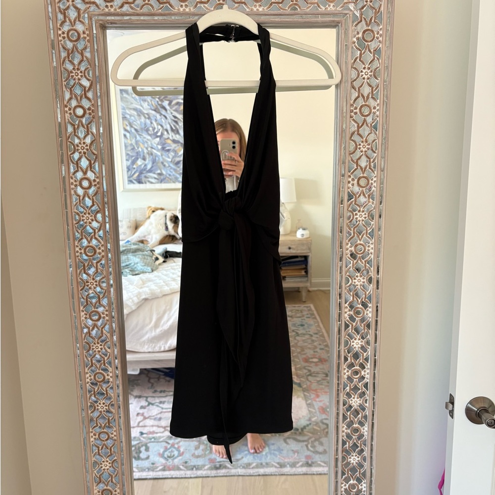 White Fox Boutique Sleek Black Halter Mini Dress